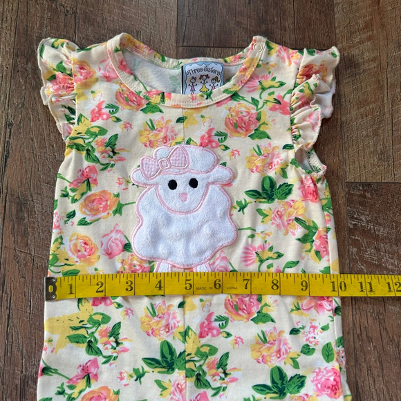 Baby Three Sisters Floral Ruffle Jumpsuit Romper 12 Months White Pink - Picture 9 of 14